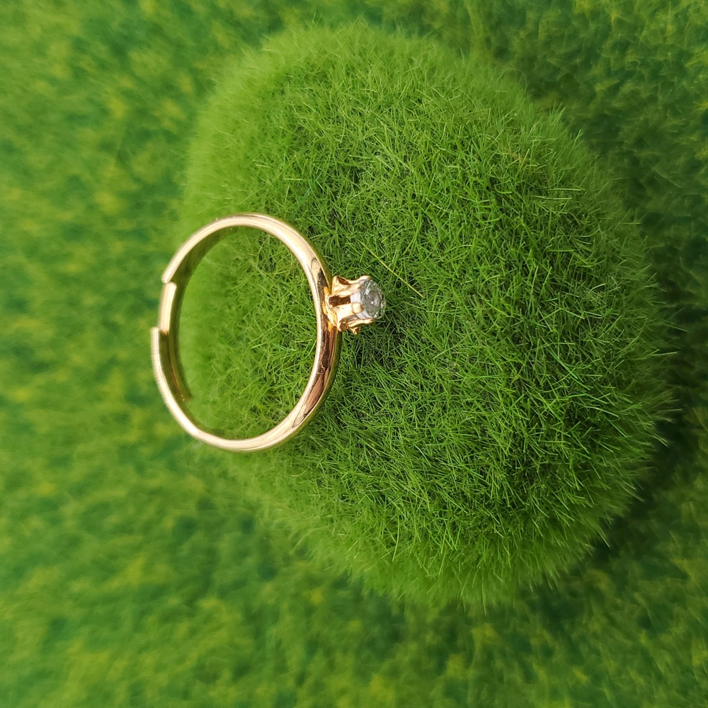 Elegant Gold Tone Adjustable Ring with Diamond Chip Accent R808 - Picture 2 of 2